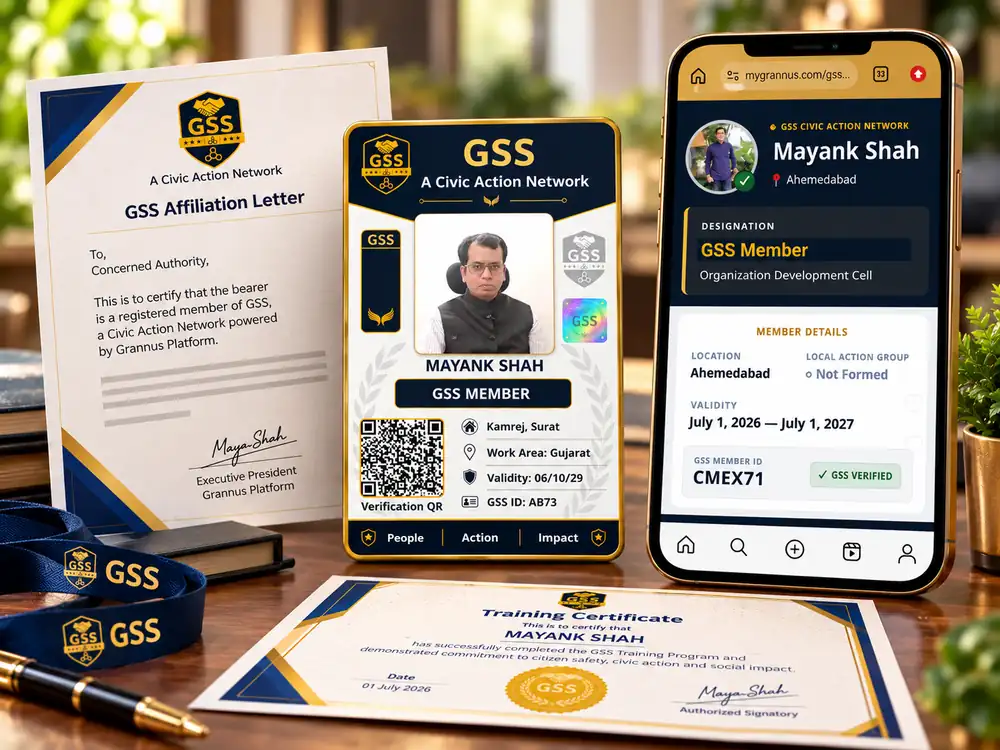 GSS Civic Identity Kit featuring membership ID card, affiliation letter, digital member profile and training certificate